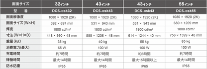 【屋外用】屋外用インチポータブルサイネージ(充電式)[32～55インチ]