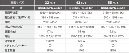 【屋外用・IP66_自然冷却】自立型デジタルサイネージ完全密閉型[32～55インチ]